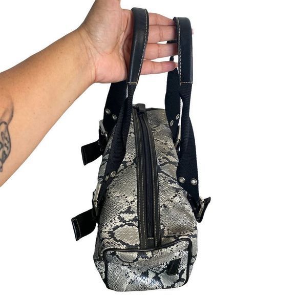 Nine West Gray/Black Small Snake Skin Duffle‎ - Picture 3 of 4